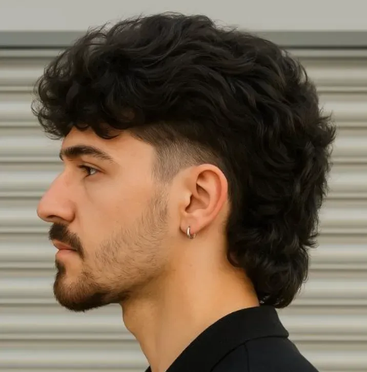 Mullet modern dengan tekstur ikal
